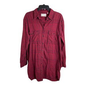 Ariztia Wilfred Free red flannel‎ shirt dress button front large
